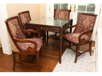 Mahogany Gaming Table With Matching Nailhead Accent Chairs By Kravet Furniture