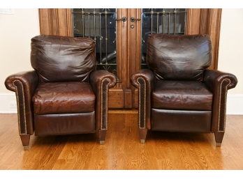 A Matching Pair Of Lillian August Leather Club Chair/recliner
