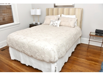 Queen Bed With Headboard, Mattress And Bedding