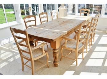 Custom Pine Dining Table With Matching Chairs Paid $15,000