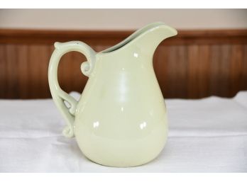 Hand Painted Green Ceramic Pitcher