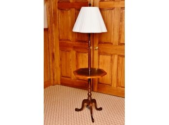 Wooden Octagonal Side Table With Lamp