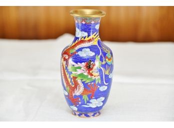 Hand Painted Cloisonne Asian Dragon Vase