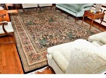 Large Hand Knotted Rug With Deep Rich Color, Floral Accents & Tasseled Trim