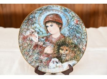 1989 Edna Hibel Ceramic Christmas Plate