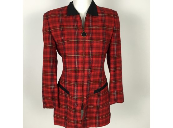 Gillian Red Plaid Zippered Jacket Size 6