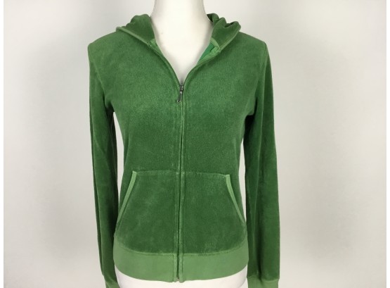 Juicy Couture Green Terry Zipper Jacket With Hood Size M