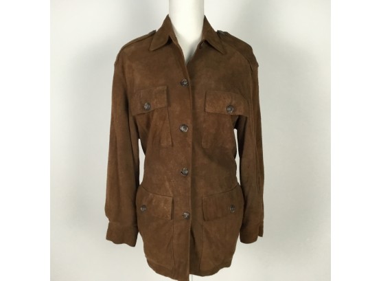 Sharis Place Brown Suede Leather Jacket Size 6