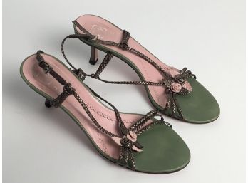 Jane Brown London Green & Pink Leather Shoes Size 38