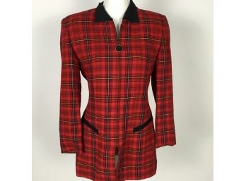 Gillian Red Plaid Zippered Jacket Size 6