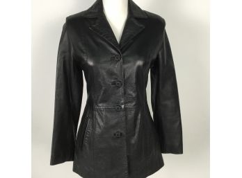 Vera Pelle Black Leather Jacket Size S