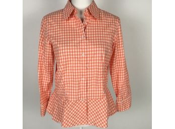 Lauren Ralph Lauren Orange Check Shirt Size 8