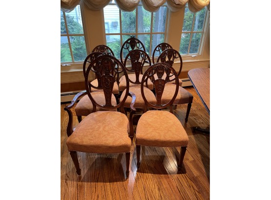 Schmieg And Kotzian Set Of 8 Shield Back Mahogany Dining Chairs