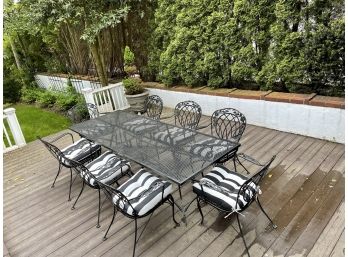 Outdoor Iron Patio Dining Set Table 8 Chairs