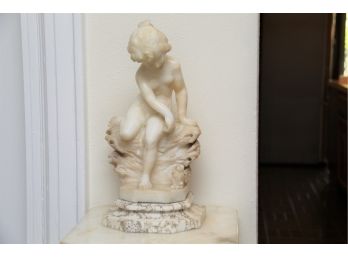 Signed Marble Statue Of Nude Female
