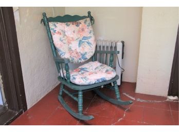 Vintage Rocking Chair With Floral Cushion