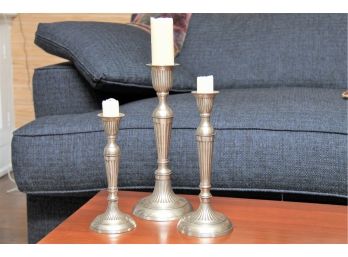 Trio Of Silver Plated Candle Holders