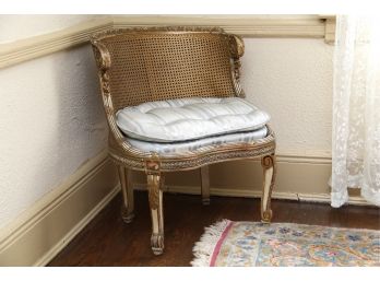 Old French Louis XV Style Cane Back Barrel Chair