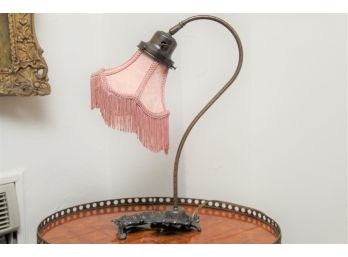 Goose Neck Table Lamp With Custom Tasseled Shade