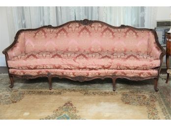 French Louis XV Style Antique Long Nail Head Trim Sofa