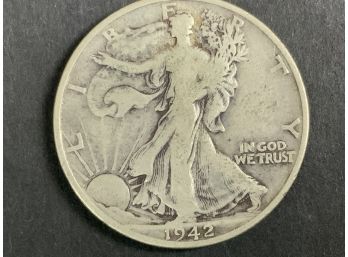 1942 Walking Liberty Silver Half Dollar Coin