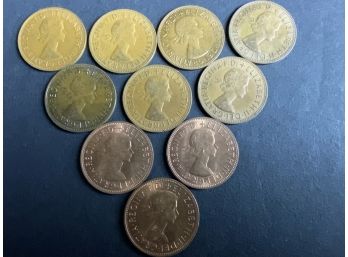 A Collection Of Elizabeth II Del Gratis One Penny Coins