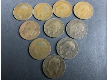 A Collection Of 10 Edward VII Great Britain Penny