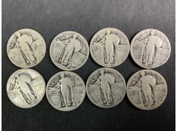 A Collection Of 8 Liberty Silver Quarts -1920s