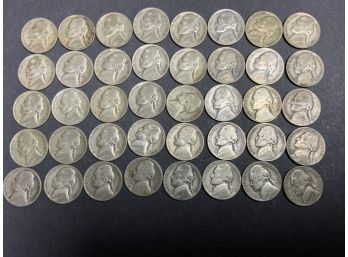 A Collection Of 40 Silver Nickels From The 1940s