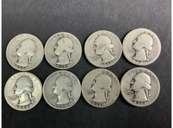 A Collection Of 8 Silver Quarts -1930s