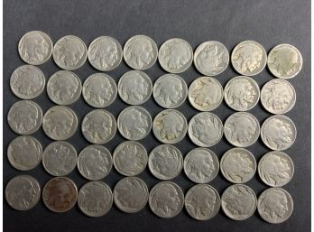 A Collection Of 40 Silver Buffalo Nickels 1930s Mostly