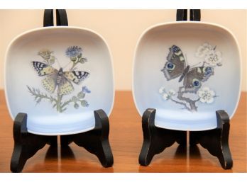 Pair Of Small Royal Copenhagen Butterfly Dishes