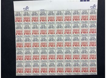 1983 Civil Service 1883-1983 20 Cent Mint Sheet Of 50 Stamps