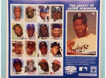 The Legacy Of Jackie Robinson Stamp Set Framed In A 16 X 20 Frame