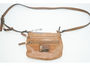 Versace 1969 Crocodile Embossed Handbag In Brown