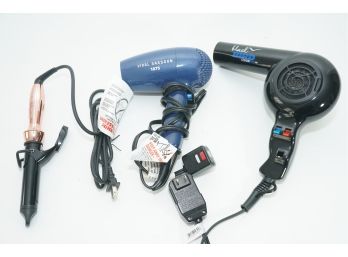 Pair Of Hairdryers And Curling Iron