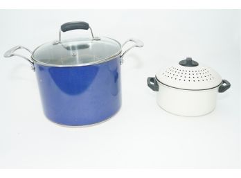Pair Of Pots Including Pot With Straining Lid