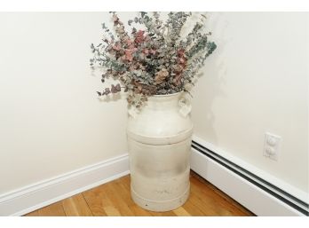 Metal Jug Vase With Faux Flowers