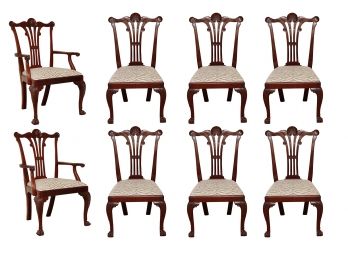 Set Of 8 Matching Mahogany Claw Foot Lucan House Dining Chairs By Kindel Furniture