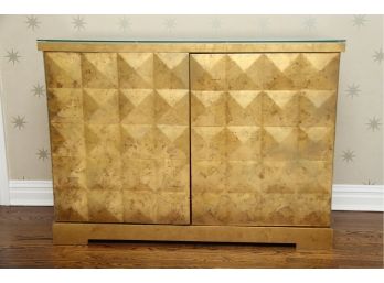 Barbara Barry Gold Leaf Diamond Chest Cabinet For Baker Furniture