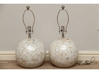 Pair Of Mother Of Pearl Style Lamps