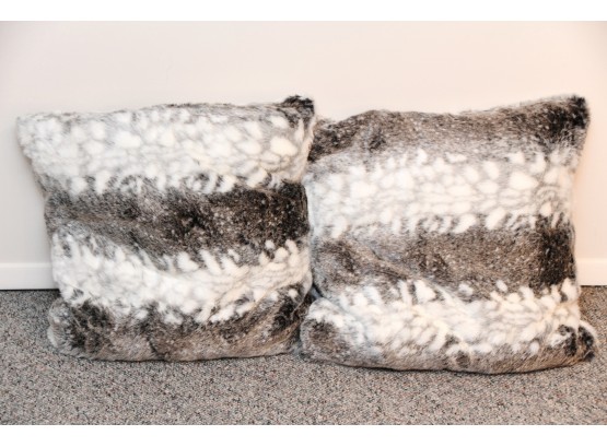 A Matching Pair Of  24 X 24 Frontgate Fur Throw Pillows