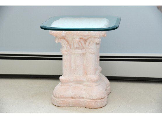 Glass Top Pedestal Side Table