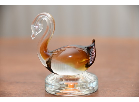 A Rootbeer Glass Swan Figurine