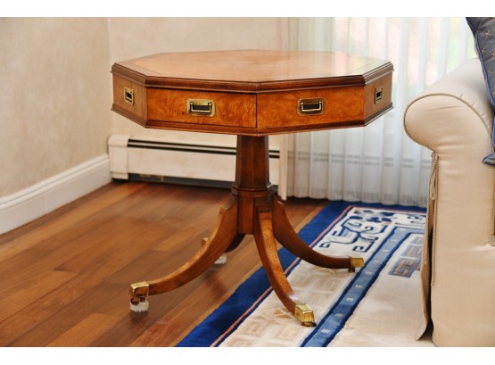 A Burled Walnut Octagonal Pedestal Side Table By Century Furniture