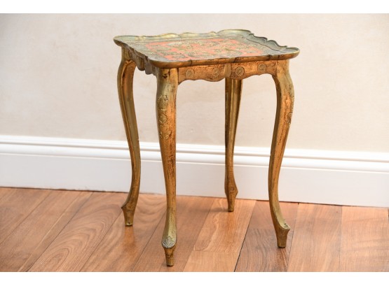 An Italian Made Gold Leaf Side Table