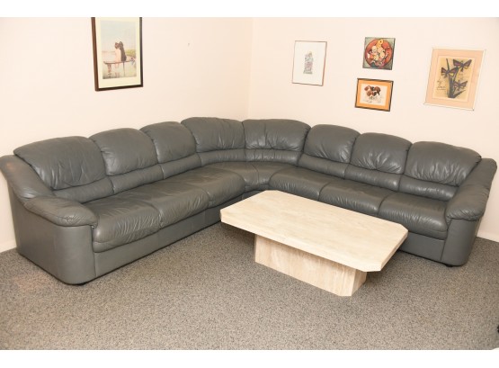 A Grey Leather Sectional Sofa