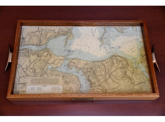 Nautical Of Marblehead Serving Tray With Boat Cleat Handles