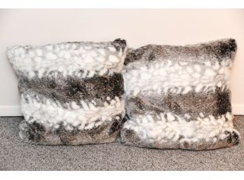 A Matching Pair Of  24 X 24 Frontgate Fur Throw Pillows