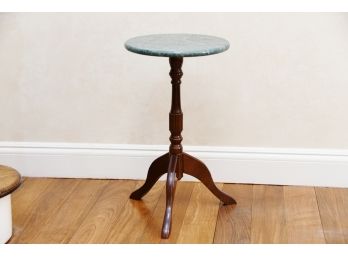 A Green Mable Top Round Pedestal Side Table